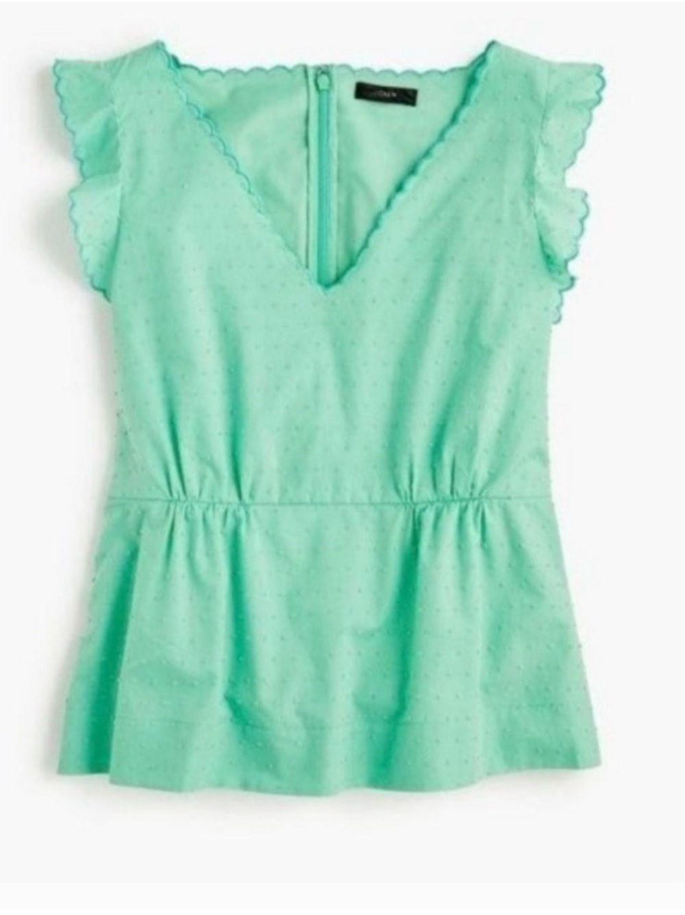 J. Crew Swiss Dot Peplum Top in Summer Green Size 10 Tall NWT